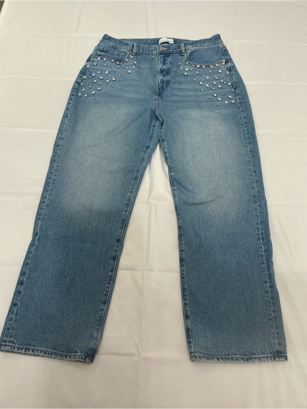 Women’s LOFT Embellished Straight Leg Jeans Size 4 Rhinestone Denim
